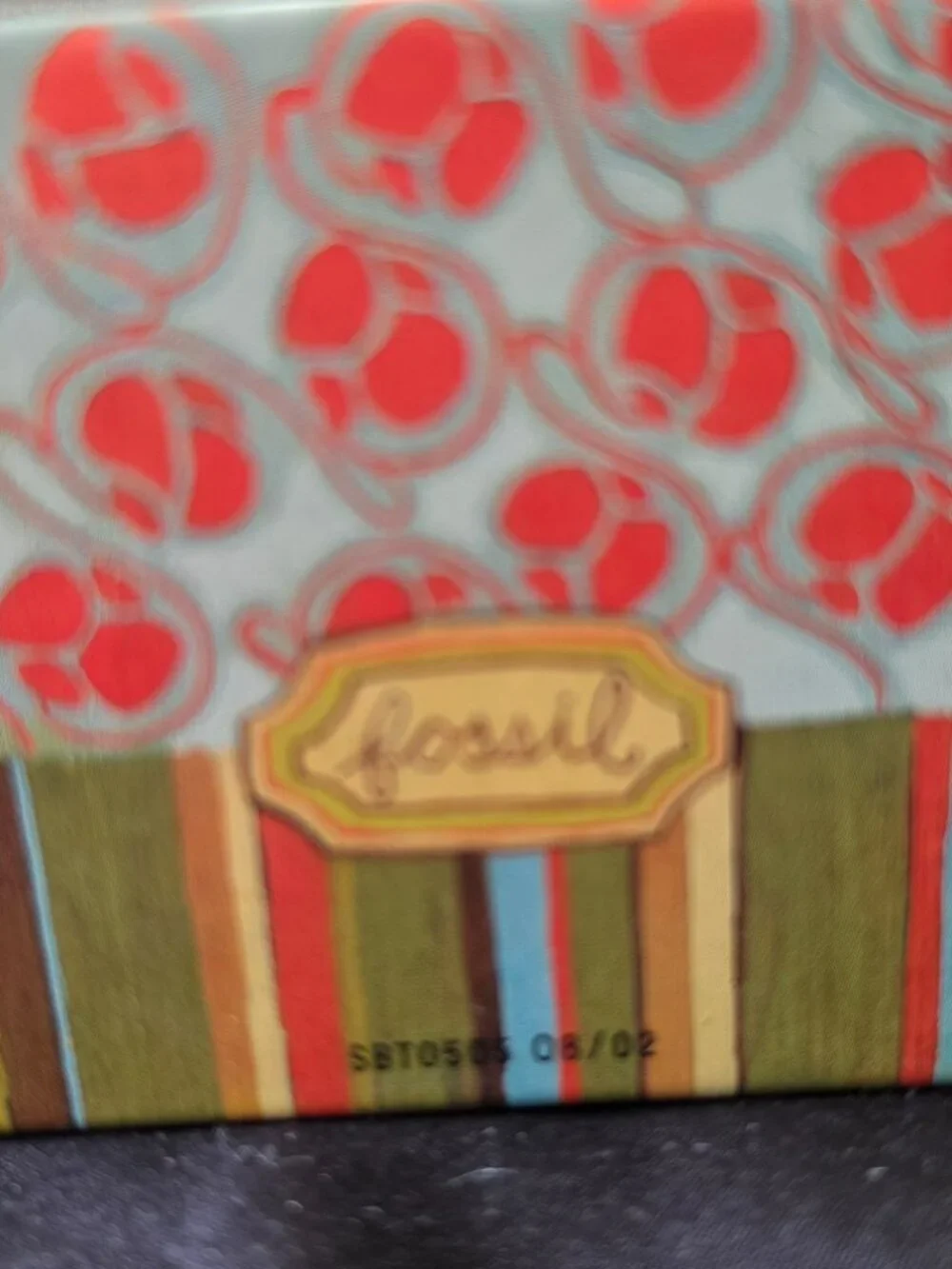 Fossil watch JR8164 Burgandy Leather Cuff Watch date function NEW in box/tags 02
